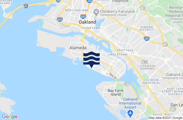 Mapa de mareas Alameda, United States