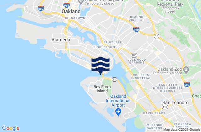 Mapa de mareas Alameda Estuary southeast end, United States