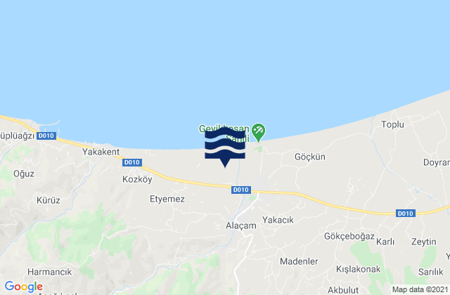 Mapa de mareas Alaçam, Turkey