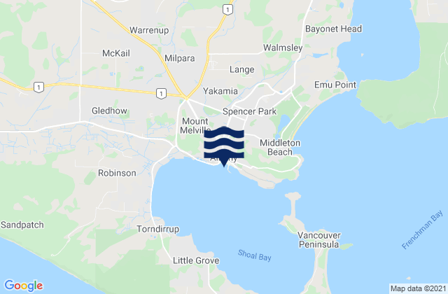 Mapa de mareas Albany, Australia