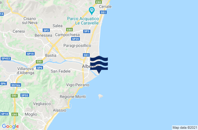 Mapa de mareas Albenga, Italy