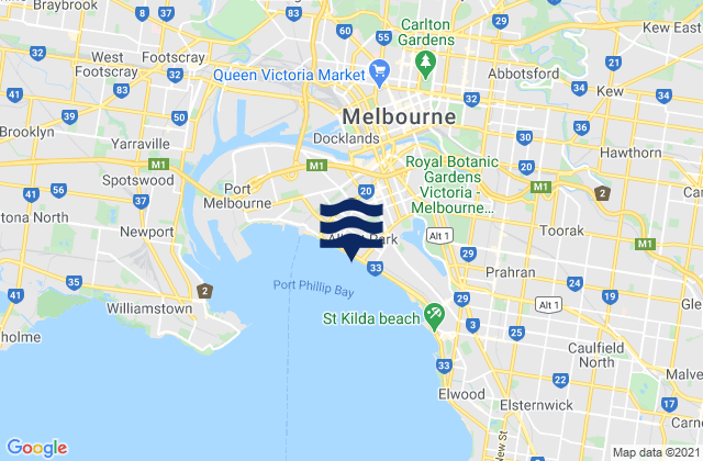Mapa de mareas Albert Park, Australia