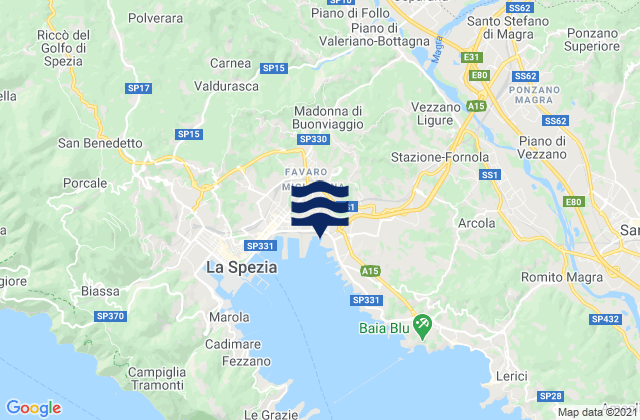 Mapa de mareas Albiano Magra, Italy
