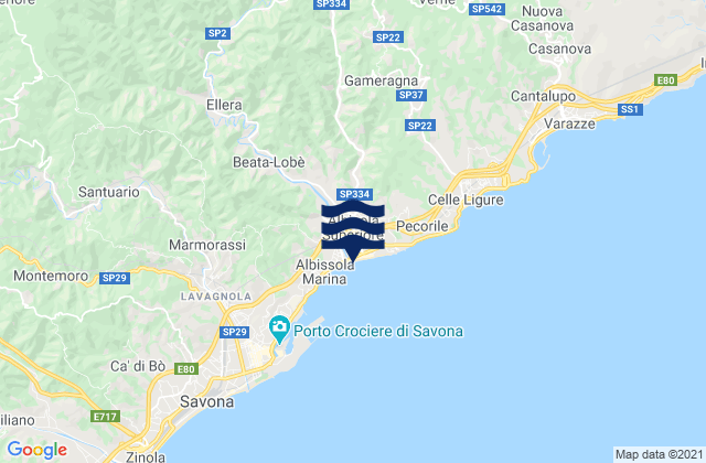 Mapa de mareas Albisola Marina, Italy
