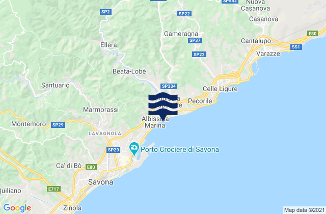 Mapa de mareas Albissola Marina, Italy