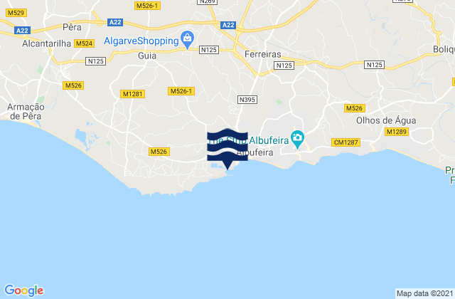 Mapa de mareas Albufeira, Portugal