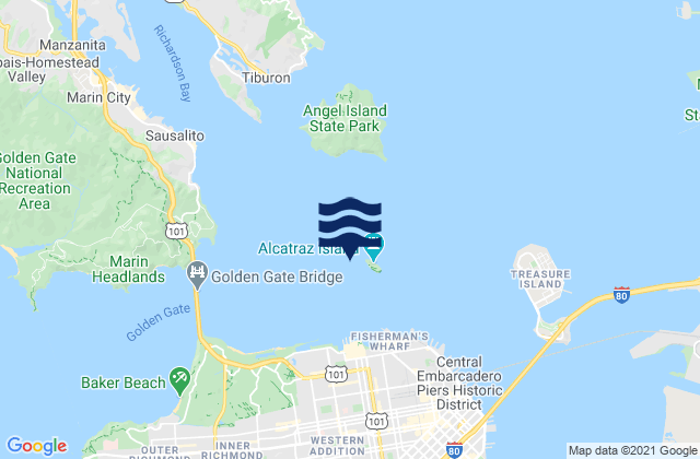 Mapa de mareas Alcatraz Island 0.2 mile west of, United States