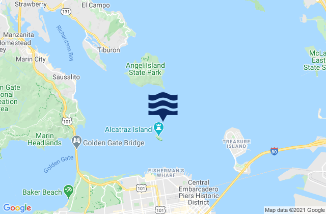 Mapa de mareas Alcatraz Island 0.5 mile north of, United States