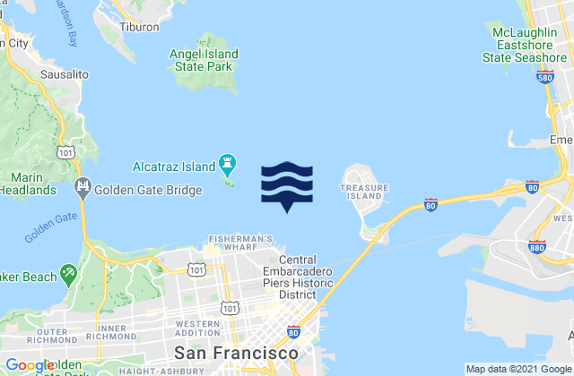 Mapa de mareas Alcatraz Island .8 mi E, United States