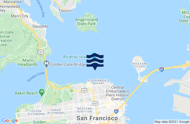 Mapa de mareas Alcatraz Island south of, United States