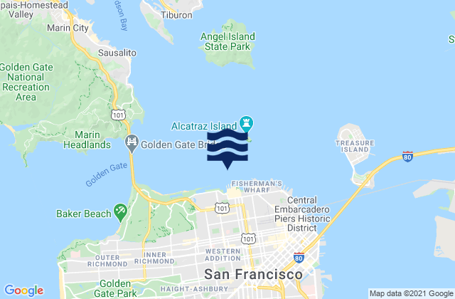 Mapa de mareas Alcatraz Island southwest of, United States