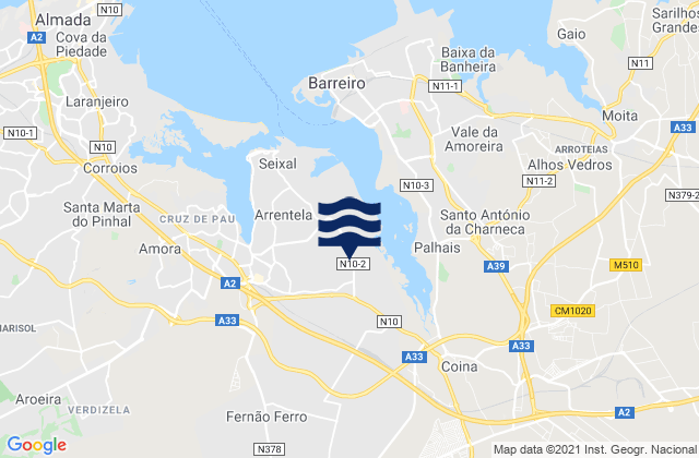Mapa de mareas Aldeia de Paio Pires, Portugal