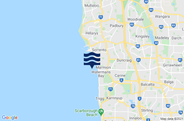 Mapa de mareas Alexander Heights, Australia