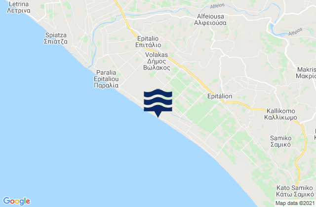 Mapa de mareas Alfeioúsa, Greece