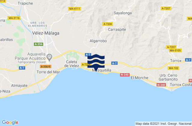 Mapa de mareas Algarrobo, Spain