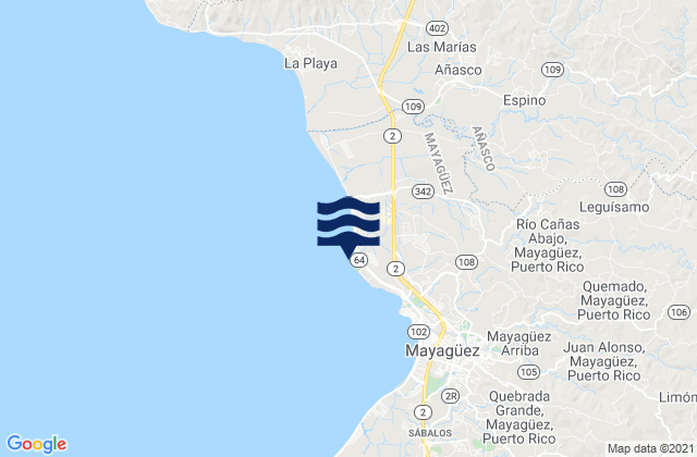 Mapa de mareas Algarrobos Barrio, Puerto Rico