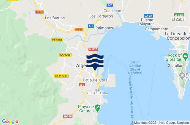 Mapa de mareas Algeciras, Spain