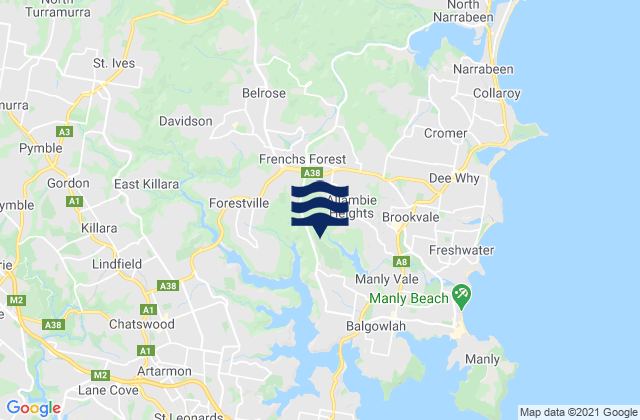 Mapa de mareas Allambie Heights, Australia