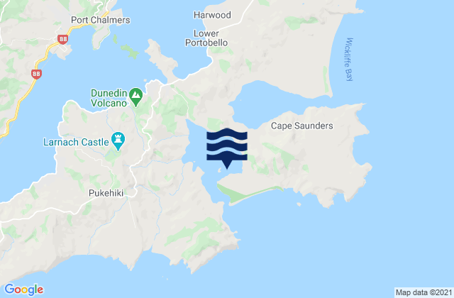 Mapa de mareas Allans Beach, New Zealand