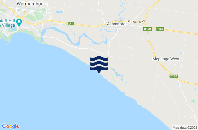 Mapa de mareas Allansford, Australia