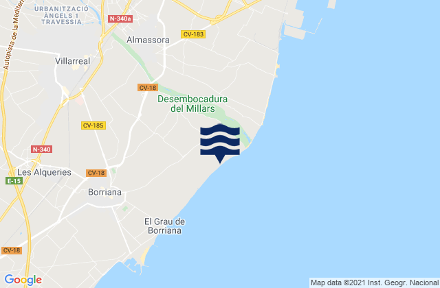 Mapa de mareas Almassora, Spain