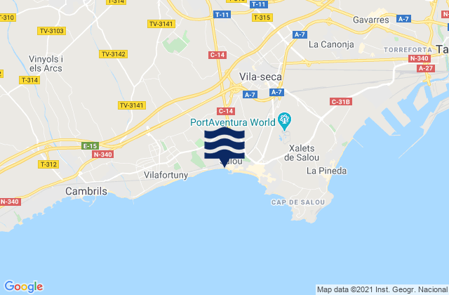 Mapa de mareas Almoster, Spain