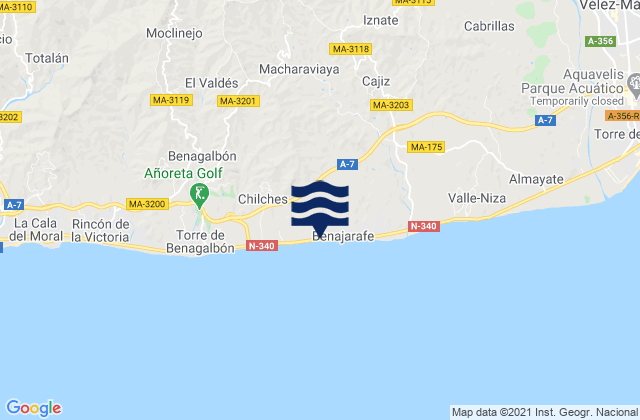 Mapa de mareas Almáchar, Spain