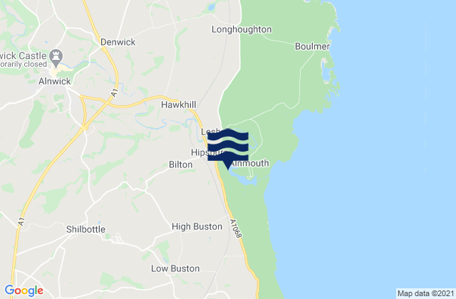 Mapa de mareas Alnwick, United Kingdom