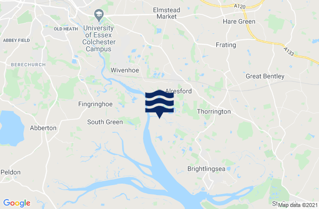 Mapa de mareas Alresford, United Kingdom