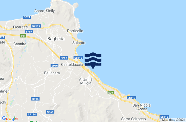 Mapa de mareas Altavilla Milicia, Italy