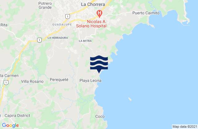 Mapa de mareas Alto del Espino, Panama