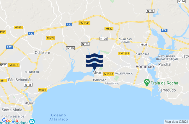 Mapa de mareas Alvor, Portugal
