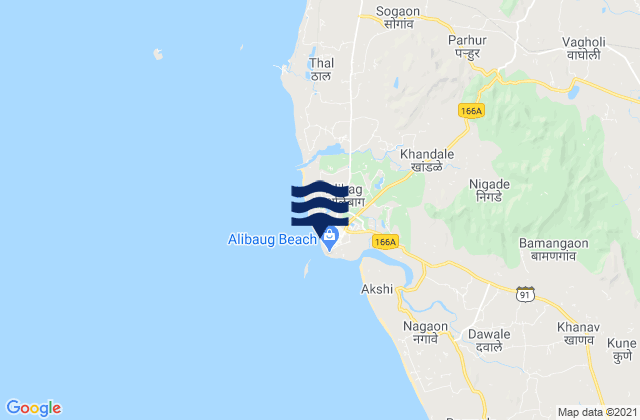 Mapa de mareas Alībāg, India