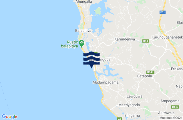 Mapa de mareas Ambalangoda, Sri Lanka
