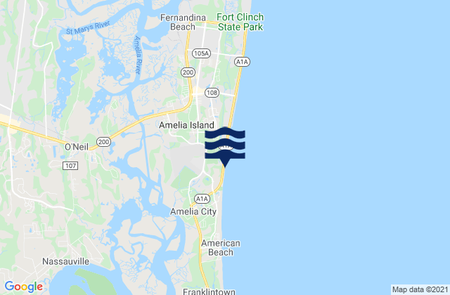 Mapa de mareas Amelia Island, United States