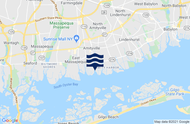 Mapa de mareas Amityville, United States