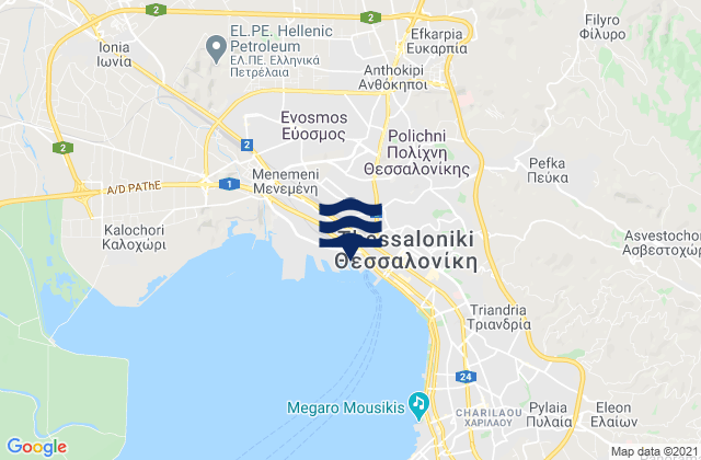 Mapa de mareas Ampelókipoi, Greece