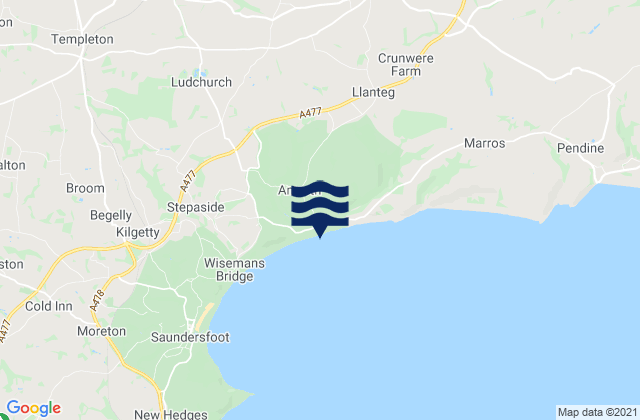 Mapa de mareas Amroth Beach, United Kingdom