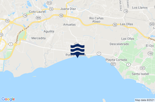 Mapa de mareas Amuelas Barrio, Puerto Rico