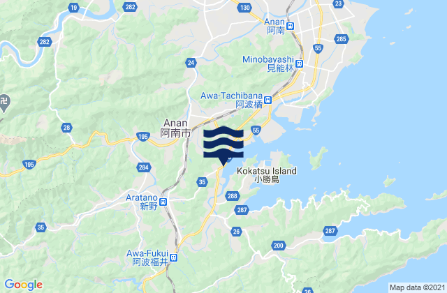 Mapa de mareas Anan Shi, Japan