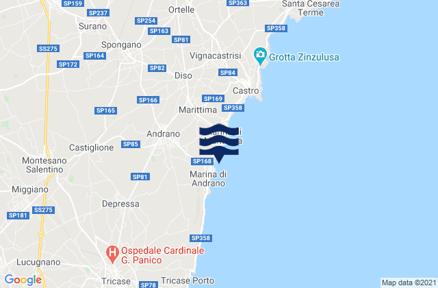 Mapa de mareas Andrano, Italy
