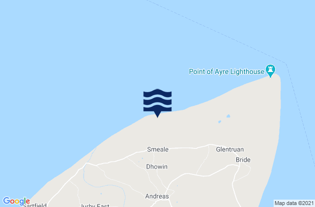 Mapa de mareas Andreas, Isle of Man