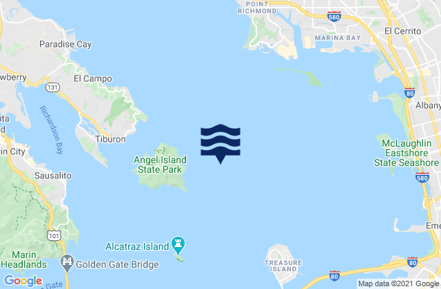 Mapa de mareas Angel Island 0.75 mile east of, United States
