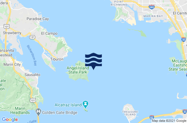Mapa de mareas Angel Island off Quarry Point, United States