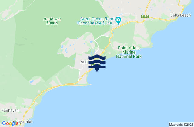 Mapa de mareas Anglesea Beach, Australia