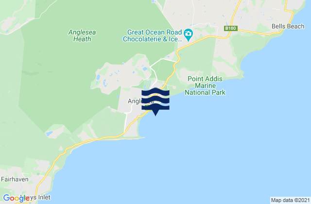 Mapa de mareas Anglesea, Australia