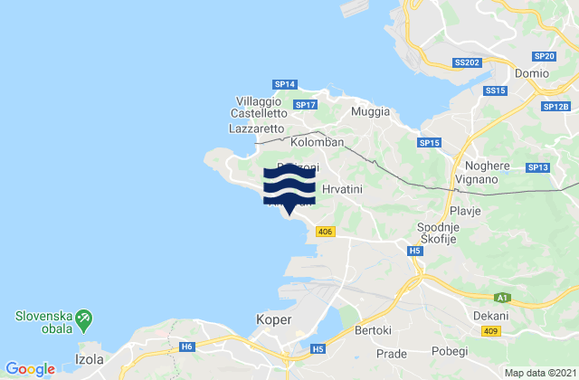 Mapa de mareas Ankaran, Slovenia