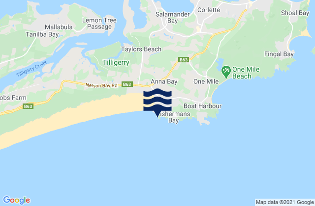 Mapa de mareas Anna Bay-Morna Point, Australia