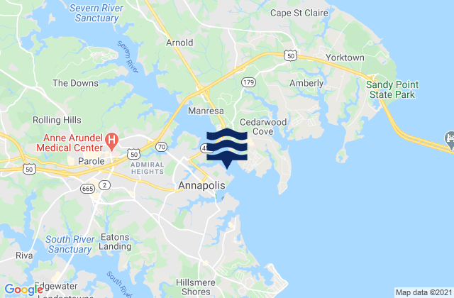 Mapa de mareas Annapolis (US Naval Academy), United States