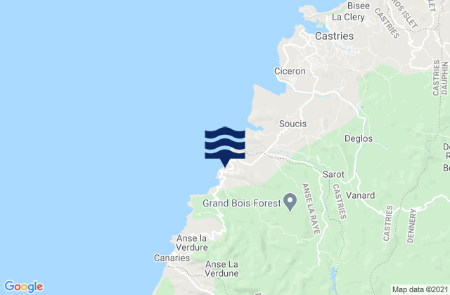 Mapa de mareas Anse La Raye, Saint Lucia